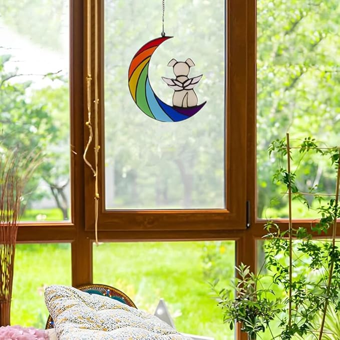 Dog Memorial Gifts, Death Sympathy Gift for Loss of Dogs, Rainbow Bridge Pet Passing Away Pet Memorial Sun Catcher Gifts