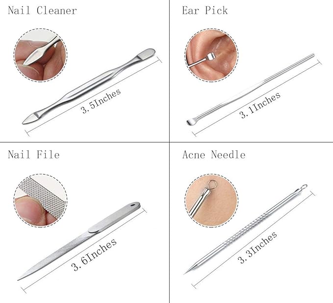 Manicure Set Professional Nail Clippers Kit Pedicure Care Tools- Stainless Steel Women Grooming Kit 12Pcs for Travel or Home (Gold)