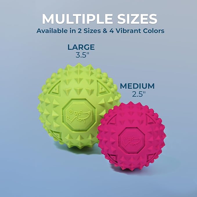 Best Pet Supplies Tough Dog Toys for Aggressive Chewers - Squeaky Dog Toys, Non-Toxic Spiky Ball for Dental Health, Interactive Toy, Pack of 2, Blue, Orange (L:3.5")