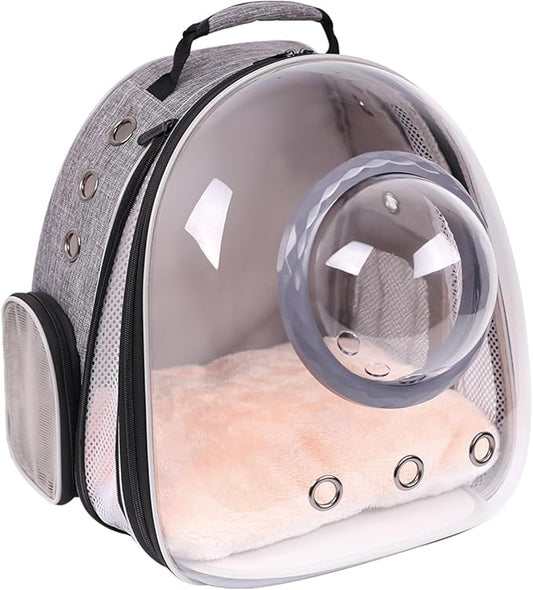 Front Extension Cat Backpack Carrier, Pet Travel Backpack for Kitten and Small Dogs, Clear Bubble Window Space Capsule Astronaut Liked Portable Vet Visit Book Bag Airline Approved