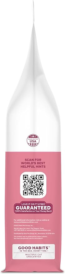 WORLD'S BEST CAT LITTER Good Habits Cat Attract Litter | Natural Plant-Based Attractant | Multicat Flushable Corn Litter | Unscented Odor Control | Low Tracking & Lightweight | Made in USA 32lb Bag