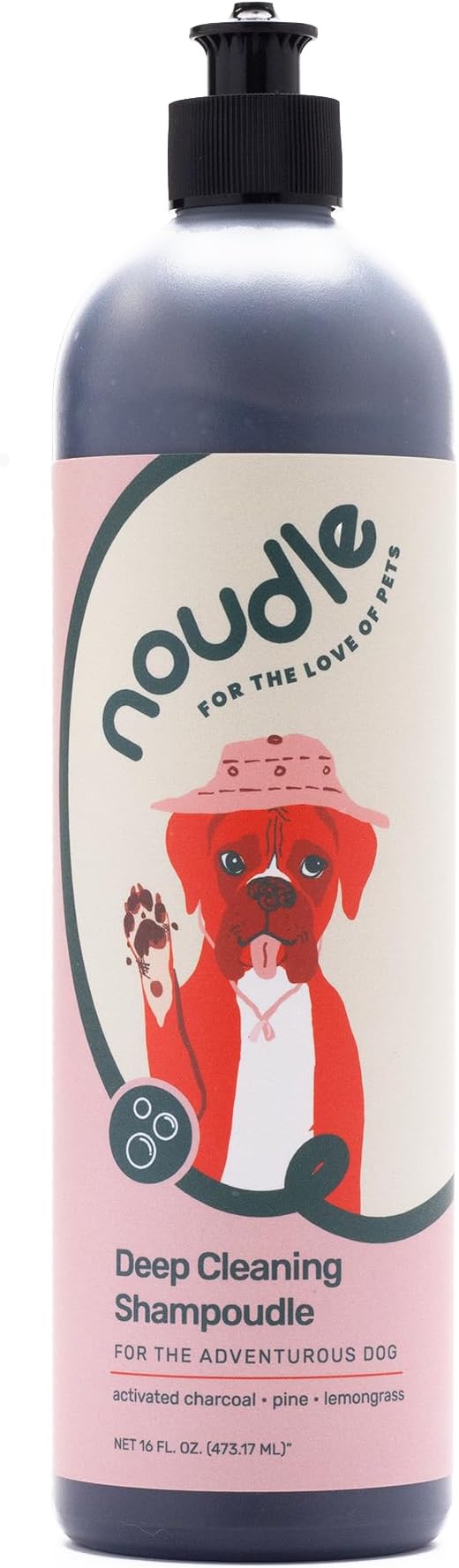 Pets - Deep Cleaning Shampoudle, 16oz, Moisturizing and Gentle All Natural pet Shampoo with Activated Charcoal, Lemongrass, Cedarwood, Pine, and Oatmeal