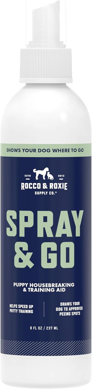 Rocco & Roxie Puppy Potty Training Go Here Spray for Dogs - Attract Dog to Pee in One Spot - Behavior and Housebreaking Aids - Indoor and Outdoor - Tools and Supplies for Dogs and Puppies Made in USA