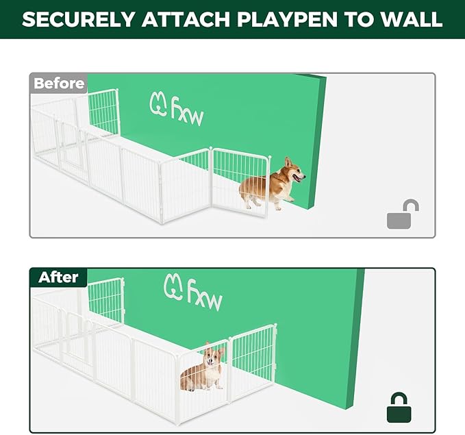 FXW Fence-to-Wall Anchor (Pack of 4) for Use with Dog Playpen in Yard, Garden, Doorways, Fireplace, Indoor/Outdoor, Fits All Heights of Playpen, White│Patented