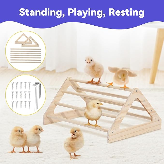 Pawaboo 5-in-1 Chicken Brooder Box for Chick Starter Kit, Includes Pet Cage Tent, Chicks Perch, Chick Feeder, 1.1L Chicks Waterer, Baby Chicken Supplies (Brooder Set), Green + Red + Wood Color
