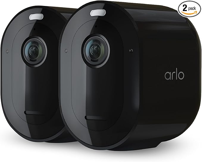 Arlo Pro 5S Spotlight Security Camera 2K HDR | Outdoor | Wireless | Dual-Band Wi-Fi Connects to The Strongest Network | 12X Zoom, 2-Way Audio, Color Night Vision, Live Stream Black (Black, 2 Cameras)