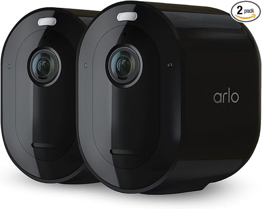 Arlo Pro 5S Spotlight Security Camera 2K HDR | Outdoor | Wireless | Dual-Band Wi-Fi Connects to The Strongest Network | 12X Zoom, 2-Way Audio, Color Night Vision, Live Stream Black (Black, 2 Cameras)