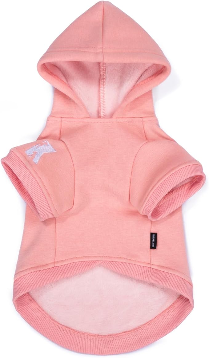 Koneseve Dog Hoodie - Fleece Warm Sweater with Pocket, Soft Clothes for Daily Wear, Basic Hooded Sweatshirts, Winter Coat Clothing, Comfort Tee Shirt Fit for All Breeds Pet - Pink - L