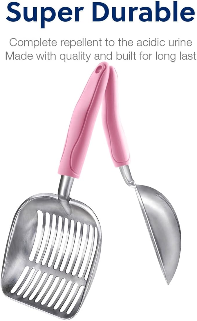 WePet Cat Litter Scoop, Aluminum Alloy Sifter, Kitty Metal Scooper, Deep Shovel, Long Handle, Poop Sifting, Kitten Pooper Lifter, Durable, Heavy Duty, for Litter Box