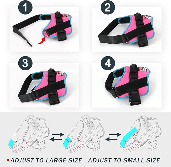 Bolux Dog Harness, No-Pull Reflective Dog Vest, Breathable Adjustable Pet Harness with Handle for Outdoor Walking - No More Pulling, Tugging or Choking Medium (Pack of 1) RoseTurquoise