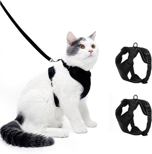Luxelle 2 Pack Escape-Proof Cat Harness and Leash Set for Walking – Adjustable No Pull Soft Vest with Easy-Wear Buckle, Reflective Straps, Breathable Mesh – Outdoor Travel Harness for Cats & Kittens