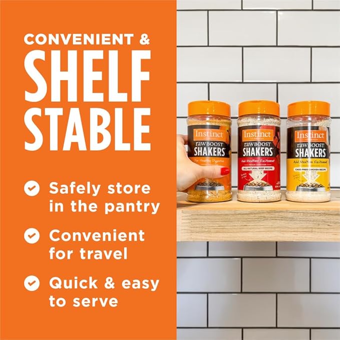 Instinct Raw Boost Shakers, Freeze-Dried Dog Food Powder Topper, Chicken - Gut Health, 5.5 oz. Bottle