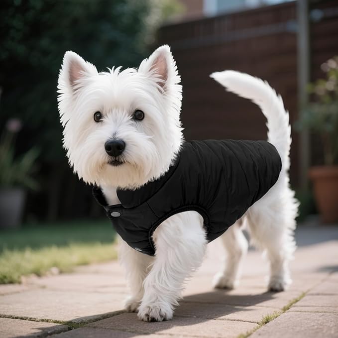 ASENKU Windproof Dog Winter Coat Waterproof Fleece Jacket Cold Weather Pet Apparel for Small Medium Large Dogs (Black, S)