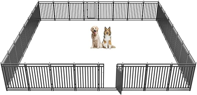 Dog Fence Outdoor for Yard Indoor Dog Playpen 40" Height 32 Panels Portable Dog Pen Metal Dog Kennel for RV Camping(Black-Silver)