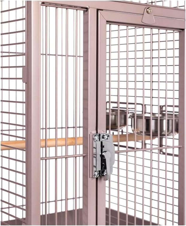 Retro Renaissance Iron Select Bird Cage with Elegant Design, Durable Construction, Easy-Clean Tray Blush