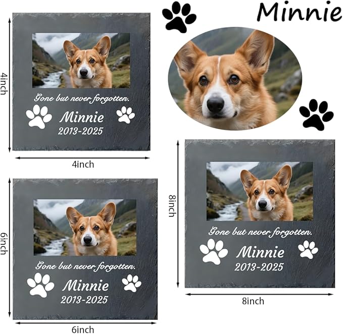 Dog Memorial Gifts for Loss of Dog, Personalized Pet Memorial Stone, Custom Dog Grave Marker with Name & Photo, Sympathy Gifts for Bereaved Pet Owners, Cemetery Decor (Style K)