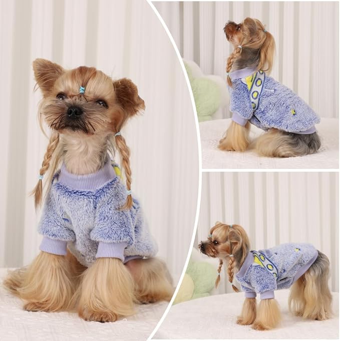 Dog Sweater Glow in The Dark Girl Pink Small Fleece Clothes Winter Soft Thickening Warm Puppy for Dogs Boy Teacup Yorkie Chihuahua (XS,Blue)