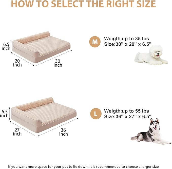 BFPETHOME Orthopedic Dog Beds for Large Dogs-Waterproof Sofa Dog Bed with Removable Washable Cover, Large Pet Bed with Waterproof Lining and Nonskid Bottom,Pet Bed for Dogs