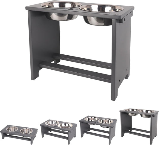 HTB Elevated Dog Bowls,Raised Dog Bowl Stand with 2 Stainless Steel Bowls,Elevated Raised DogBowls for Large Medium Small Sized Dogs