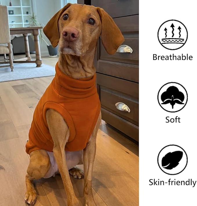 Sweatshirt for Vizsla/Weimaraner/Poodle/Dalmatian/German Dog, Reflective Sleeveless Warm Cotton Clothes for Big Dogs (Orange, XX-Large(Chest 29'', Back 24.5''))