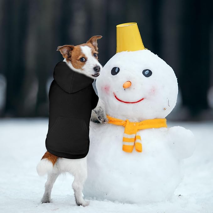 Dog Sweater,Dog Hoodies for Medium Dogs,Warm Fleece Sweatshirt with Hood & Pocket,Leash Hole,Cozy Cold Weather Pet Clothes Pet Sweater for Medium Dogs(Black,M)