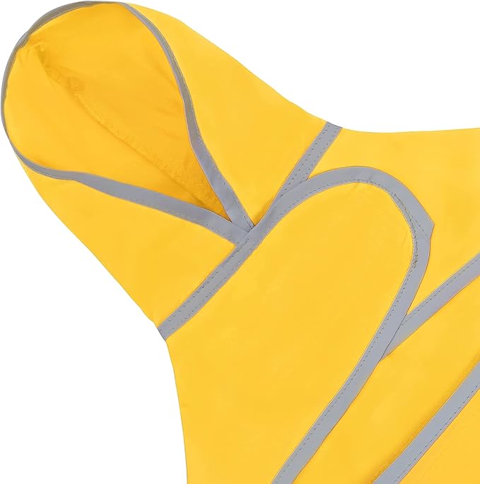 Dog Raincoat for Medium Dogs Puppies Waterproof Hooded Rain Jacket with Reflective Strips Leash Hole & Poncho Adjustable Fit (Yellow,M)