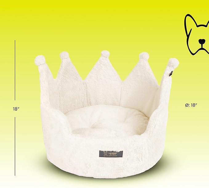 NANDOG Pet Gear Crown Cozy Round Dog and Cat Bed Collection Washable Indoor Pet Bed for Small Breeds -Soft Bed Fits in Crate or Kennel - Made of Ultra Soft Micro-Plush Material (Ivory Cloud)