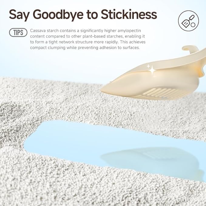 Miniso Cassava Clumping Cat Litter 11lb (4 Pack of 2.75lb Bags)