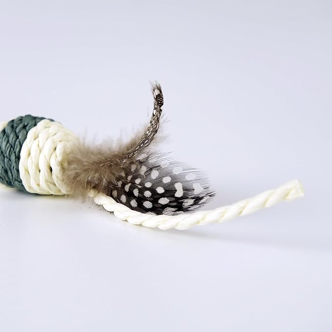 TTcat Cat Toys Set with Paper Rope & Feathers Ball and Mouse - 2 Pack, Interactive Toys for Indoor Cats,Kittens