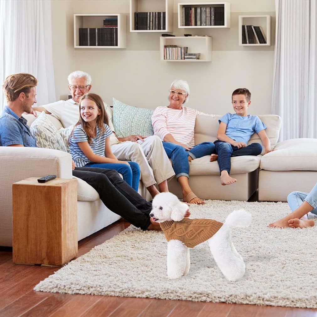 BINGPET Thermal Knitted Dog Sweater for Small Medium Large Dogs,Winter Dog Cat Coat Warm Sweartershirts Outfits,Classic Cable Knit Turtleneck Pullover Dog Jumper Coat Warm Sweartershirts