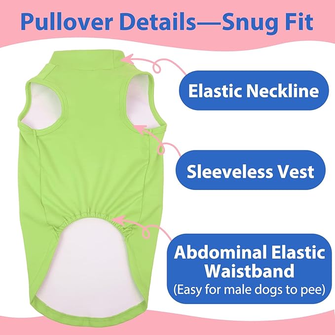 Dog Fleece Sweater - Green, L - Soft Warm Sleeveless Vest | Stretchable Sweatshirt for Medium Dogs, Lightweight for Free Movement,Outdoor Playing,Mini Schnauzer