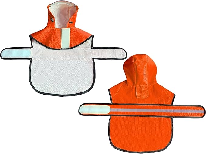 Dog Raincoat Waterproof Reflective Slicker - Lightweight Breathable Hooded Poncho Rain Coat Jacket with Adjustable Belly Strap and Leash Hole for Small Medium Large Dogs (Orange, XX-Large)