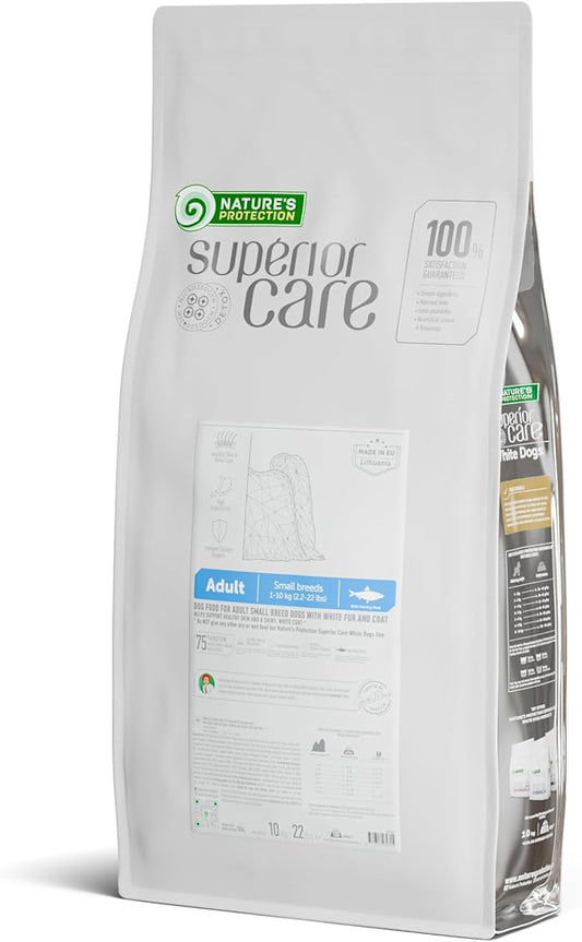 Nature's Protection Grain Free Dry Dog Food for Small Breed - High Protein Tear Stain Formula - Small Kibble for Adult Dogs with Light Fur (Superior Care - Herring, 22 lb)