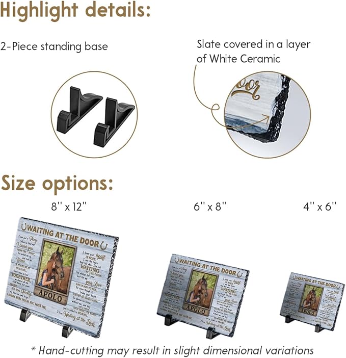 Custom Horse Memorial Stone - Vivid Picture Frame for Memento of Love Between a Girl and Her Pony, Sympathy Gift for Loss of Thoroughbred, Western Home and Farmhouse Decor