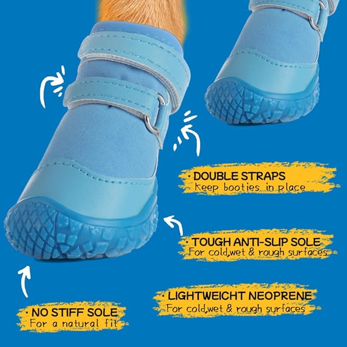 Dog Shoes for Small Dogs, Breathable Dog Boots Paw Protector for Hot Pavement Winter Snow, Dog Booties with Rugged Anti-Slip Sole for Hardwood Floors Outdoor Walking Light Blue Size 1