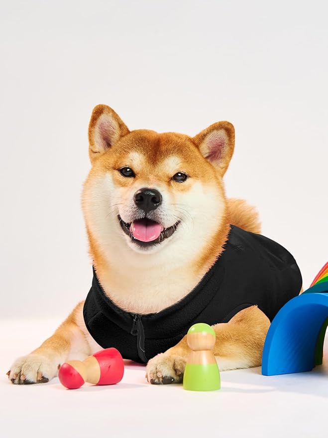 Haloumoning Dogs Fleece Coats Pet Jackets for Small and Medium Dogs Puppy Mock Neck Zipper Fall Winter Jacket