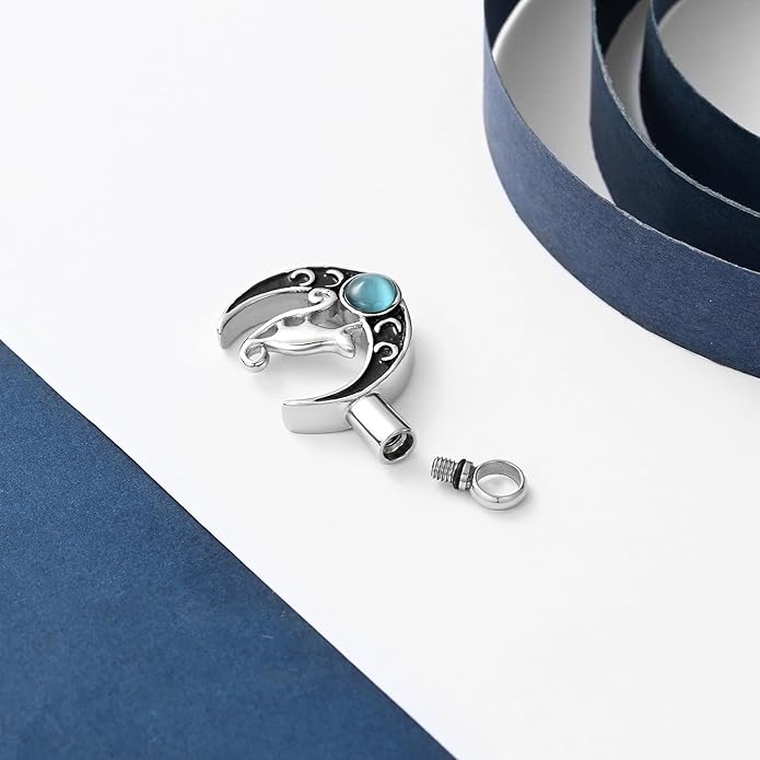 constantlife Cat Moon Urn Necklace for Women Pet Cremation Jewelry for Ashes Stainless Steel Pendant Funeral Keepsake Loved Ones Memorial Gift