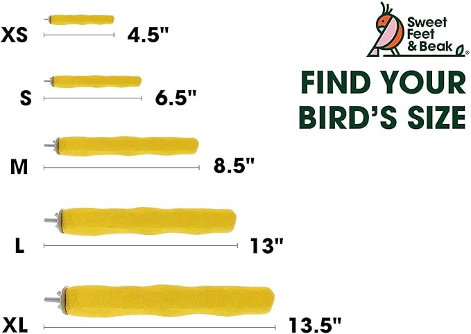 Sweet Feet and Beak Comfort Grip Safety Perch for Bird Cages - Pedicure Perch for Birds to Keep Nails and Beaks in Top Condition - Safe Easy to Install Bird Cage Accessories - XL 13.5"