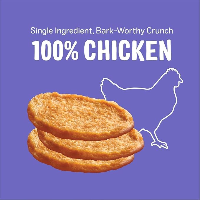 Three Dog Bakery Bark’N Crunch! Chicken Chips, Large 15oz, Crunchy Dog Treats, Single Ingredient, High Protein Snacks, Chicken Treats, Low Calorie Healthy Training Treat, Made in The USA