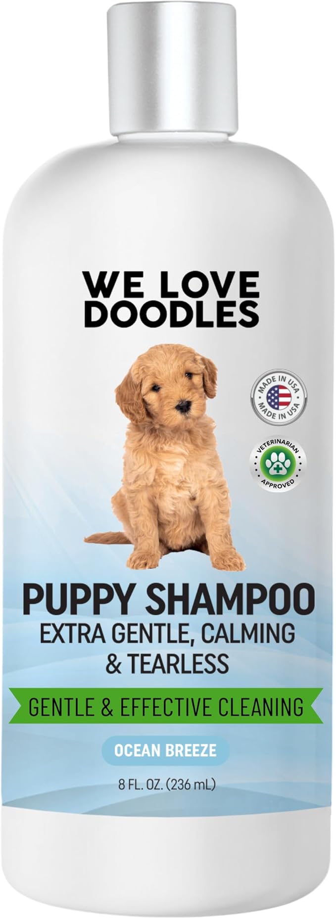 Puppy Shampoo & Conditioner | Made in USA | Tear Free | Best Shampoo for Puppies | Sensitive & Itchy Skin Wash | Oatmeal Bathing | Tearless, Ocean Breeze, 8oz [We Love Doodles]