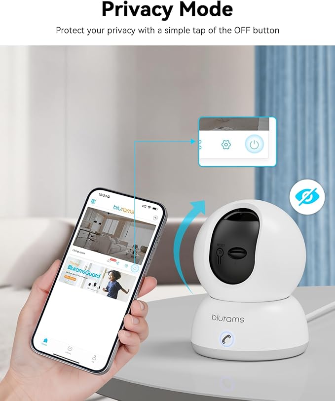 blurams 4K Ultra HD Indoor Cameras for Home Security, Home Camera with One-Touch Call, Color Night Vision, Motion Tracking, 5GHz/2.4GHz Wi-Fi, Cloud & SD Card Storage, Wi-Fi 6