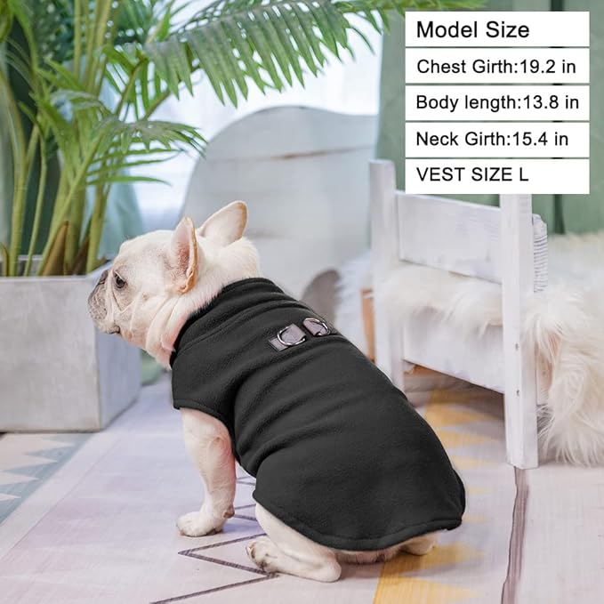 BEAUTYZOO Dog Fleece Vest Sweater Winter Jacket for Small and Medium Large Dogs with D-Ring Leash Cold Weather Coat Hoodie for XS S M Dogs Boy or Girls, Black XL
