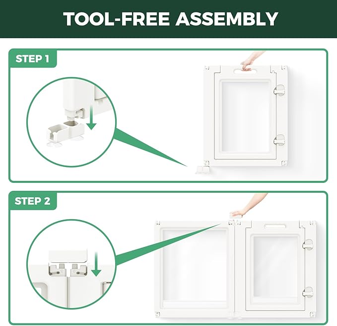 FXW AuraSpace Acrylic Indoor Dog Playpen for Puppies and Small Dogs, 24 Inch, 16 Panels, White