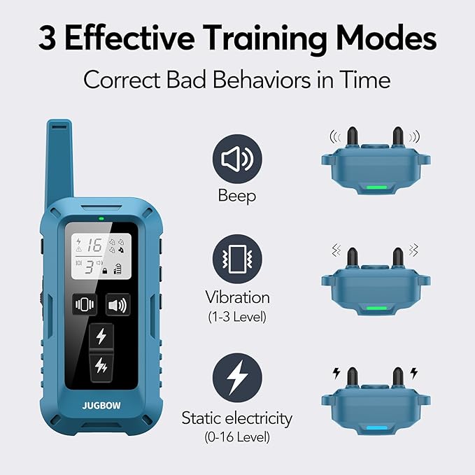 Jugbow Dog Training Collar for 3 Dogs- 4200FT Training Collars with Remote for 5-120 lb Large Medium Small Dogs, Rechargeable Waterproof IPX8 E Collars for Dogs