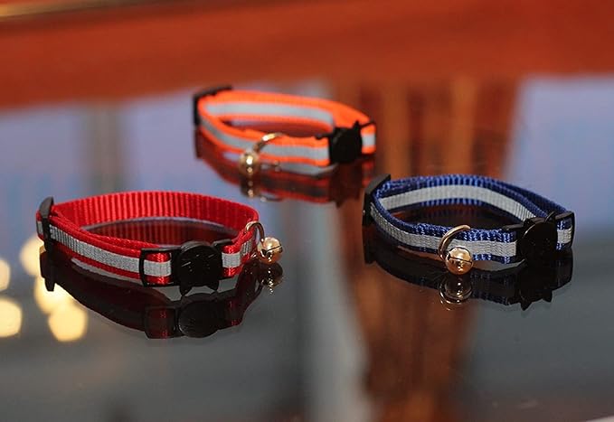 Reflective Cat Collar with Bell, Set of 6, Solid & Safe Collars for Cats, Nylon, Mixed Colors, Pet Collar, Breakaway Cat Collar Charms