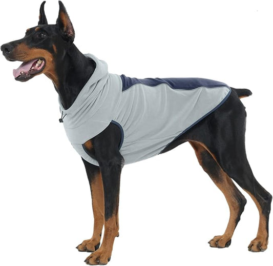 IECOii Great Dane Fleece Dog Sweater, Extra Large Dog Sweater with Leash Hole, Flexible & Good Stretchy Fit for Giant Breeds, Warm Turtleneck Sweatshirt Vest for Big Dogs, Machine Washable, Blue, 4XL