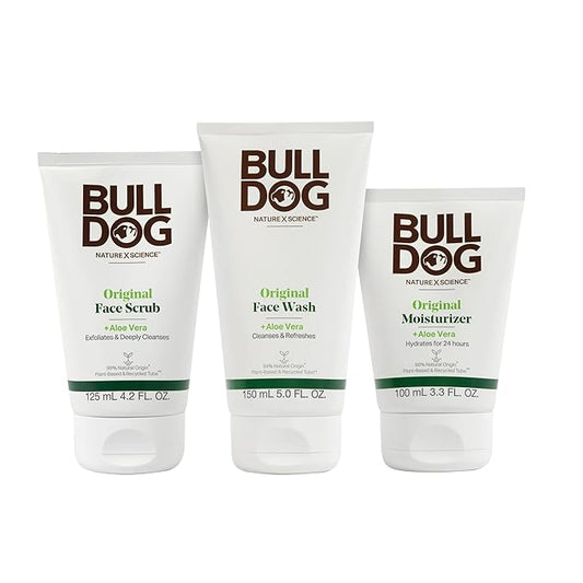 BULLDOG Mens Skincare and Grooming Original Full Face Kit with Moisturizer, Face Wash & Face Scrub