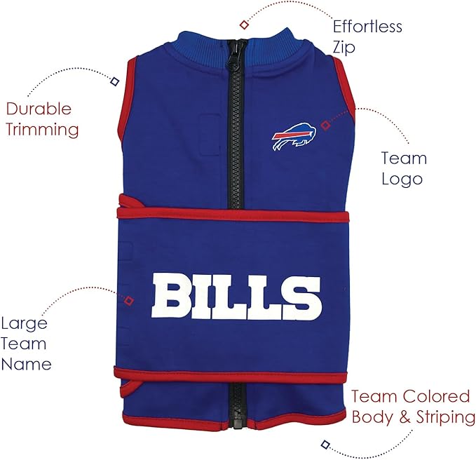 NFL Buffalo Bills Dog Anxiety Shirt Calming Soothing Solution Vest, for Dogs & Cats with Anxiety, Fears, Fireworks, Loud Noises, Dark, Lonely Keeps Dogs Calm and Feeling Safe, Relaxing Jacket, Large