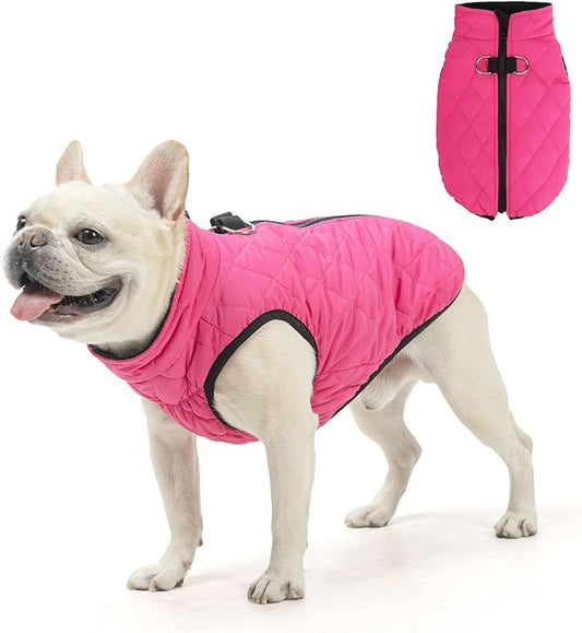 SCENEREAL Dog Winter Coat - Warm Jacket with Built-in Harness for Small & Medium Dogs, Waterproof, Fleece Puffer Vest, Windproof & Snow Clothes for Puppy Pet