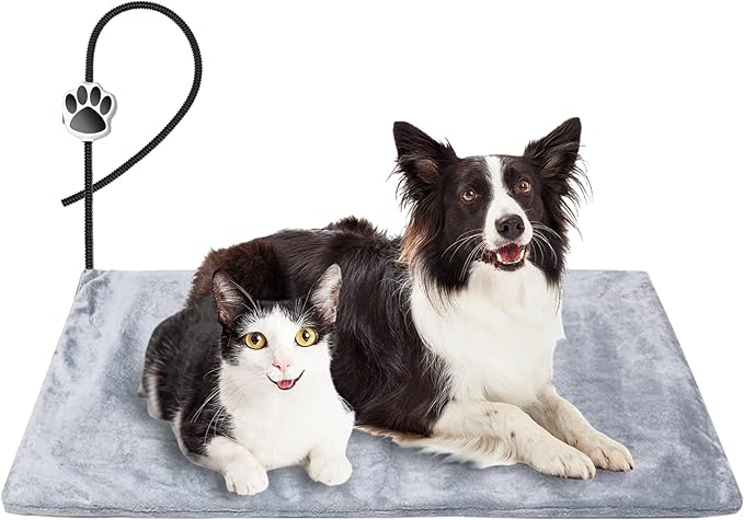 On/Off Switch Electric Pet Heating Pad with Chew Resistant Cord and Machine Washable Cover,Indoor Heated Pet Bed Warmer,for Cat Beds and Dog Beds 90x60cm